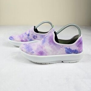 OOFOS OOmg Low Purple Tie Dye Slip On Recovery Shoes Womens 8.5